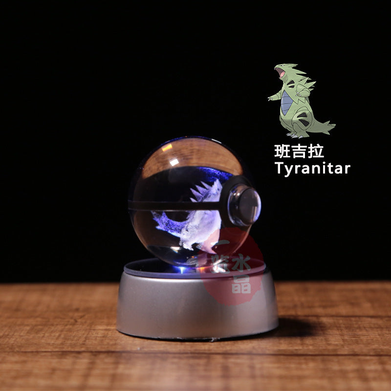 Pokemon Crystal Ball 3D Pikachu Gengar Mew Mewtwo Lamp Base Pokeball Crystal Pokemon Glass Ball Figure Night Light Birthday Gift