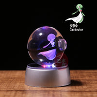 Pokemon Crystal Ball 3D Pikachu Gengar Mew Mewtwo Lamp Base Pokeball Crystal Pokemon Glass Ball Figure Night Light Birthday Gift