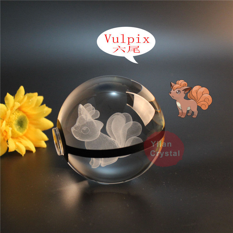 Pokemon Crystal Ball 3D Pikachu Gengar Mew Mewtwo Lamp Base Pokeball Crystal Pokemon Glass Ball Figure Night Light Birthday Gift