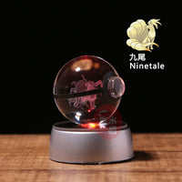 Pokemon Crystal Ball 3D Pikachu Gengar Mew Mewtwo Lamp Base Pokeball Crystal Pokemon Glass Ball Figure Night Light Birthday Gift