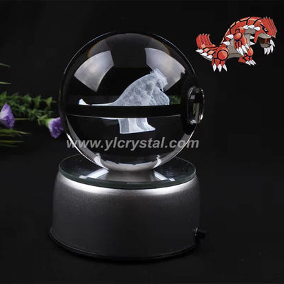Pokemon Crystal Ball 3D Pikachu Gengar Mew Mewtwo Lamp Base Pokeball Crystal Pokemon Glass Ball Figure Night Light Birthday Gift