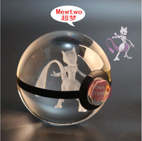 Pokemon Crystal Ball 3D Pikachu Gengar Mew Mewtwo Lamp Base Pokeball Crystal Pokemon Glass Ball Figure Night Light Birthday Gift