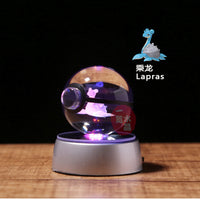 Pokemon Crystal Ball 3D Pikachu Gengar Mew Mewtwo Lamp Base Pokeball Crystal Pokemon Glass Ball Figure Night Light Birthday Gift