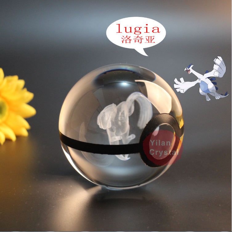 Pokemon Crystal Ball 3D Pikachu Gengar Mew Mewtwo Lamp Base Pokeball Crystal Pokemon Glass Ball Figure Night Light Birthday Gift
