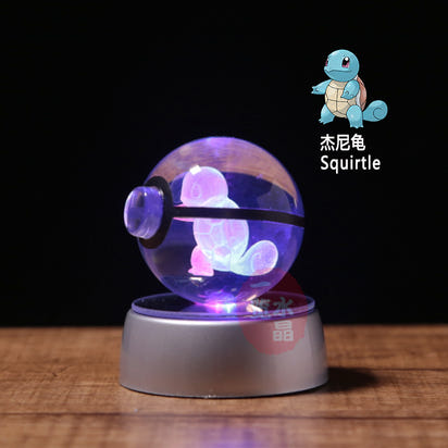 Pokemon Crystal Ball 3D Pikachu Gengar Mew Mewtwo Lamp Base Pokeball Crystal Pokemon Glass Ball Figure Night Light Birthday Gift