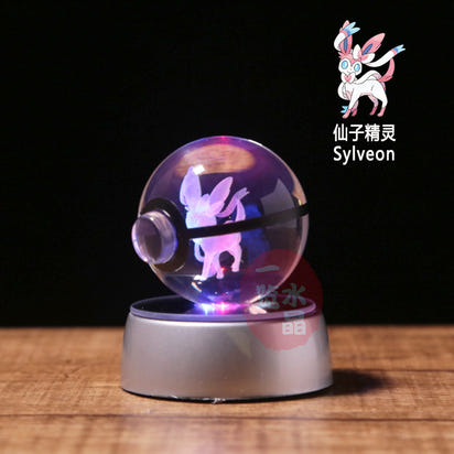 Pokemon Crystal Ball 3D Pikachu Gengar Mew Mewtwo Lamp Base Pokeball Crystal Pokemon Glass Ball Figure Night Light Birthday Gift