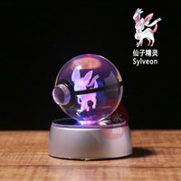 Pokemon Crystal Ball 3D Pikachu Gengar Mew Mewtwo Lamp Base Pokeball Crystal Pokemon Glass Ball Figure Night Light Birthday Gift