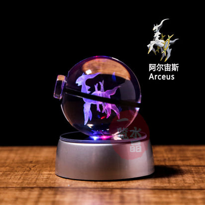 Pokemon Crystal Ball 3D Pikachu Gengar Mew Mewtwo Lamp Base Pokeball Crystal Pokemon Glass Ball Figure Night Light Birthday Gift