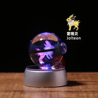 Pokemon Crystal Ball 3D Pikachu Gengar Mew Mewtwo Lamp Base Pokeball Crystal Pokemon Glass Ball Figure Night Light Birthday Gift