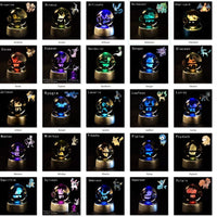 Pokemon Crystal Ball 3D Pikachu Gengar Mew Mewtwo Lamp Base Pokeball Crystal Pokemon Glass Ball Figure Night Light Birthday Gift