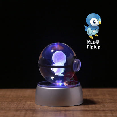 Pokemon Crystal Ball 3D Pikachu Gengar Mew Mewtwo Lamp Base Pokeball Crystal Pokemon Glass Ball Figure Night Light Birthday Gift