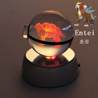 Pokemon Crystal Ball 3D Pikachu Gengar Mew Mewtwo Lamp Base Pokeball Crystal Pokemon Glass Ball Figure Night Light Birthday Gift